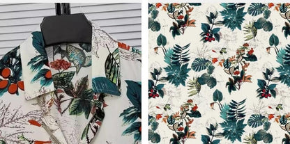 Casual Vacation-Style Printed Short & Shirt Co-ord Set For Men's(2pcs Set)